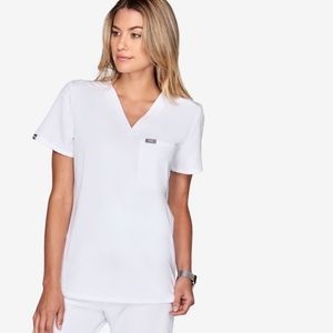 *NWOT* Figs Catarina One-Pocket Scrub Top. Size XXS. White.